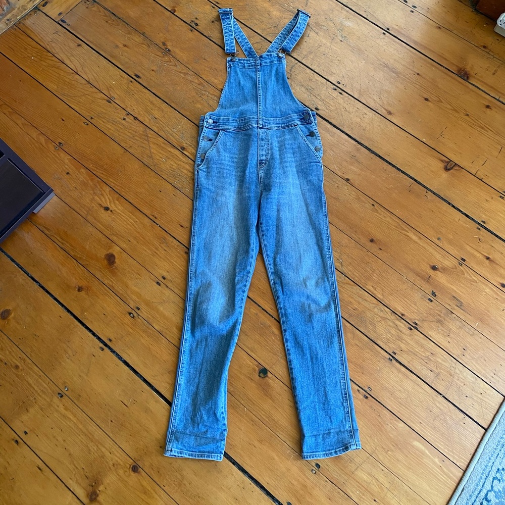 Gap blue wash denim overalls